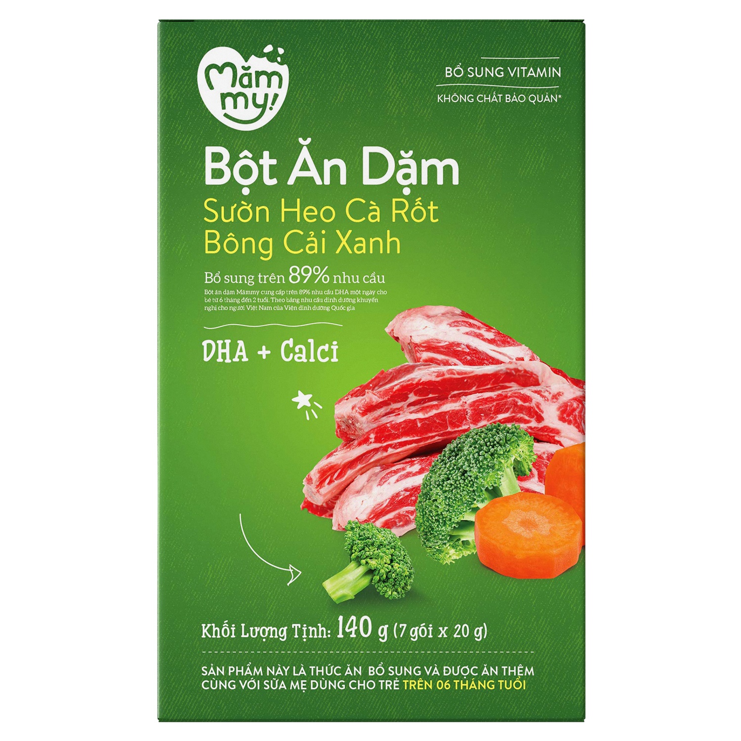 Bột ăn dặm Mămmy sườn heo, cà rốt, bông cải xanh 140g