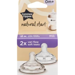 Bộ 2 núm ti Tommee Tippee Natural Start siêu mềm tự nhiên cổ rộng size 1  (từ 0-3 tháng)