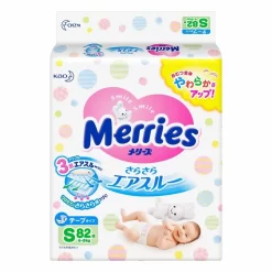 Bỉm dán Merries size S 82 miếng (4-8kg)