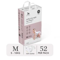 Bỉm dán đêm Applecrumby Airplus Overnight Mega Tape size M – 52 miếng (5 – 10kg)