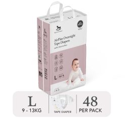Bỉm dán đêm Applecrumby Airplus Overnight Mega Tape size L – 48 miếng (9 – 13kg)