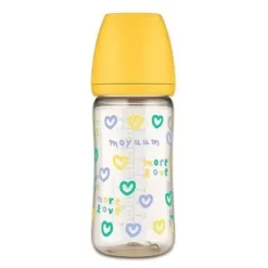 Bình sữa Moyuum họa tiết trái tim vàng 270ml