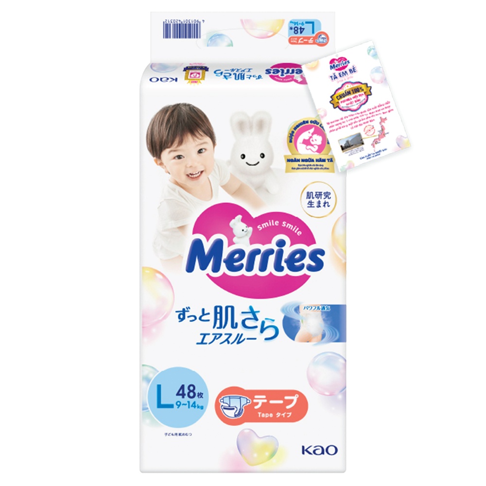 Bỉm dán Merries size L 48 miếng (cho bé 9-14kg)