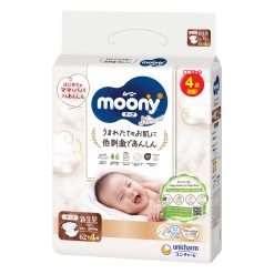 Bỉm dán Moony Natural size Newborn 62 miếng (Cho bé ~ 5kg)