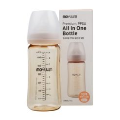 Bình sữa Moyuum Premium PPSU 270ml – Bản trơn – Màu be