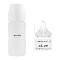 Bình sữa Moyuum thủy tinh bọc silicone 240ml