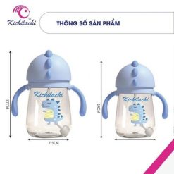 Bình nước ống hút có tay cầm và ống hút nắp bật tự động Kichilachi dung tích 240ml