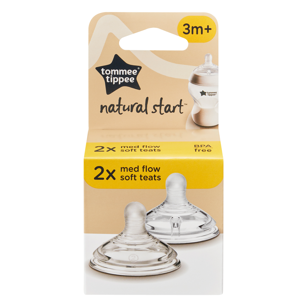 Bộ 2 núm ti Tommee Tippee Natural Start siêu mềm tự nhiên cổ rộng size 1  (từ 0-3 tháng)
