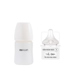 Bình sữa Thủy tinh tráng silicon Moyuum - 150ml - Kèm núm 1
