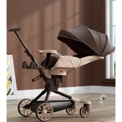 Xe đẩy V9 cao cấp kèm bàn ăn cho be từ sơ sinh xoay đảo chiều ngả nhiều tư thế