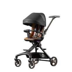 Xe đẩy du lịch gấp gọn Vinng Q11 đa năng kèm quạt điều hòa cho bé màu nâu đen