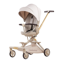 Xe đẩy trẻ em gấp gọn Baobaohao mẫu mới V16 dành cho bé từ sơ sinh đến 5 tuổi màu kem