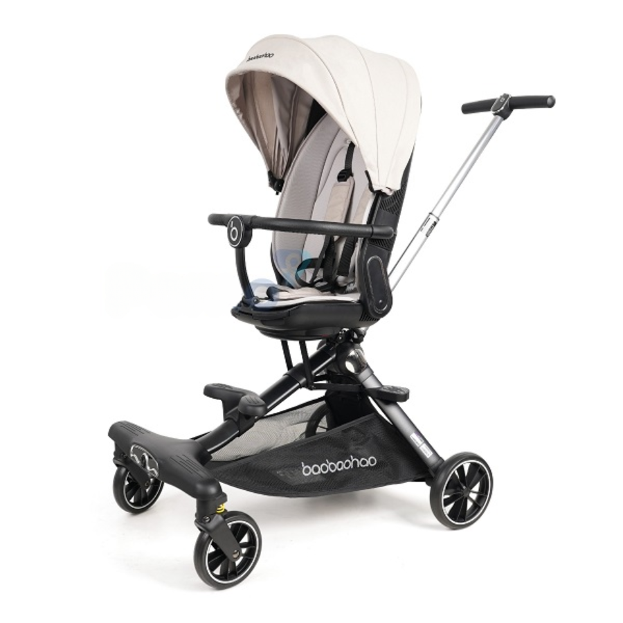 Xe đẩy trẻ em gấp gọn Baobaohao mẫu mới V16 dành cho bé từ sơ sinh đến 5 tuổi màu đen phối trắng